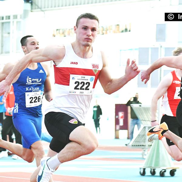 Philipp Corucle gewinnt bei den Deutschen Hochschul-Hallenmeisterschaften in Frankfurt die 60 Meter