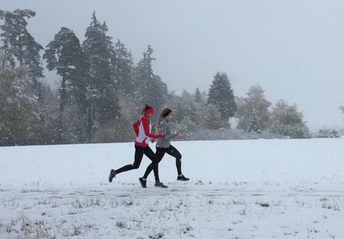 Kaderläufer trainieren im Schnee von Freudenstadt
